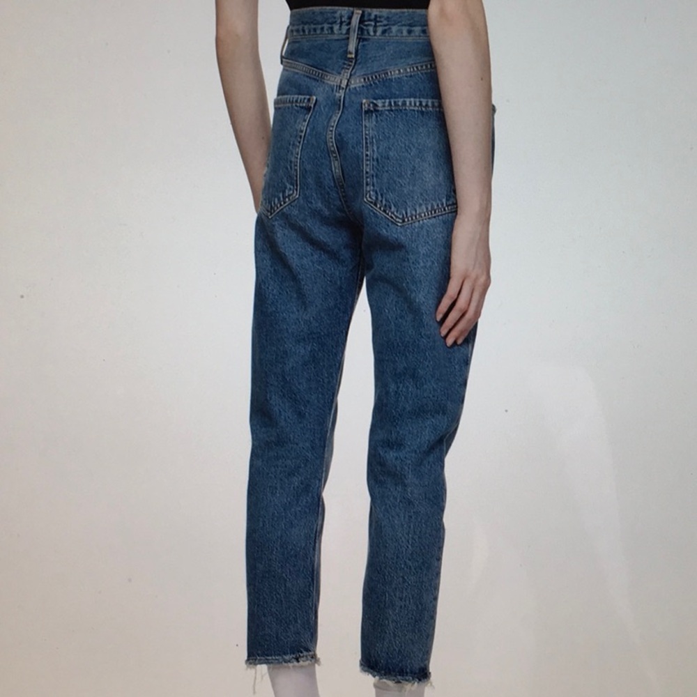 AGOLDE Indigo Riley Crop Jeans Straight High-Rise - Picture 9 of 14